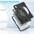 thumbnail image 5 of iPad 10th Generation Case 2022 10.9 inch A2696 A2757 A2777, TECH CIRCLE Heavy Duty Rugged Silicone Case with Swivel Ring Stand/Stable Kickstand/Shoulder Strap/Pencil Holder, Black, 5 of 10
