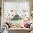 thumbnail image 2 of Pink Flower Swag Valances for Windows 2 Pack Watercolor Butterfly Wildflower Vintage Plant Swag Kitchen Curtains 63 Inches Long Rod Pocket Short Window Treatment for Kitchen Bathroom 36"x63", 2 of 8