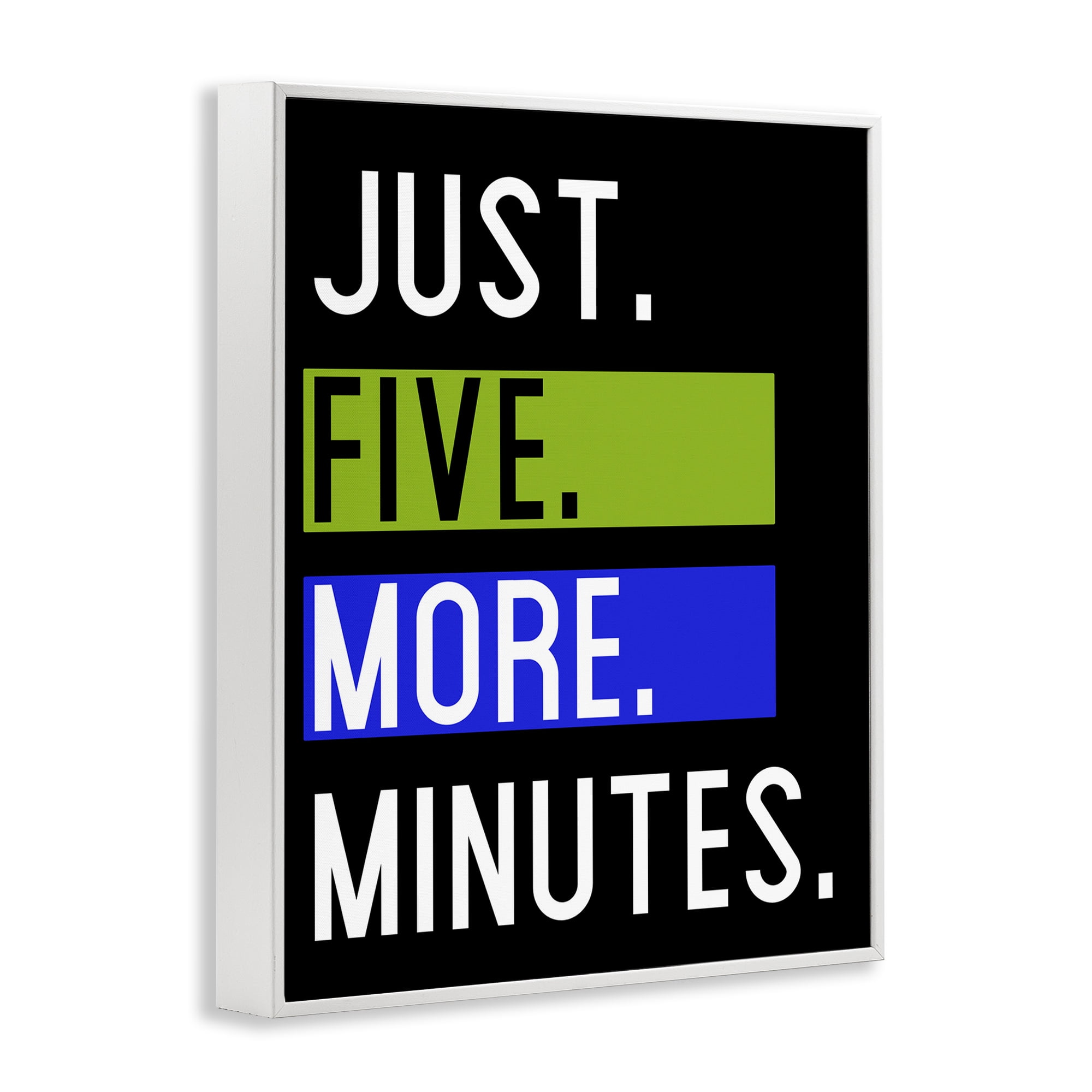 Stupell Industries Five More Minutes Typography Painting White Framed Art Print Wall Art, 16 x 20