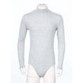 thumbnail image 3 of Lejafay Mens Mock Neck Long Sleeve Bodysuit Button Crotch Undershirt Leotard Jumpsuit Rompers Gray XL, 3 of 7