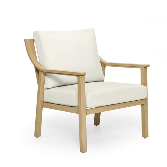 HAPPATIO Outdoor Patio Single Sofa Chair, Aluminum Patio Furniture Armchair, 4.5" Thicken Removable Cushions for Deck, Lawn, Outside (Beige)
