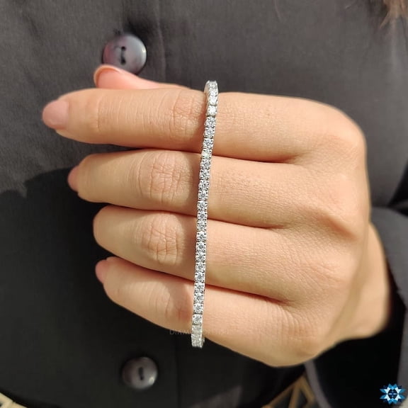 4MM Christmas Men's Gift Tennis Bracelet 14K White Gold Plated 7Ct Round Cut Lab Created Diamond