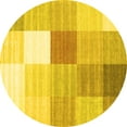 thumbnail image 1 of Ahgly Company Indoor Round Checkered Yellow Modern Area Rugs, 5' Round, 1 of 4