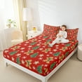 thumbnail image 4 of Manfei Kawaii Gingerbread Man Twin Sheet Sets,Green Christmas Tree Twin Fitted Sheet,Red Brown Green Flat Sheet For Girls Kids,Breathable Home Decor,3pcs, 4 of 7