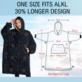 thumbnail image 4 of Oversized Wearable Blanket Hoodie,Dark Blue Sun Moon Star Pattern Sherpa Blanket Hoodie with Super Pockets,Super Warm Fuzzy Pullover for Women & Men, 4 of 6