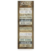 House Rules Rustic Framed Wood Farmhouse Wall Sign 6x18 (Unframed)