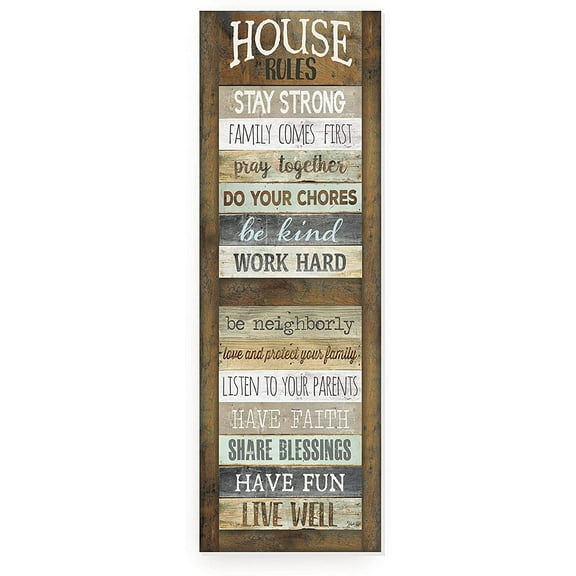 House Rules Rustic Framed Wood Farmhouse Wall Sign 6x18 (Unframed)