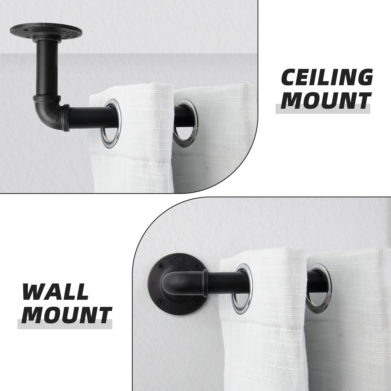 NewBuros Adjustable Industrial Curtain Rod, 32-120 Inches photo 2