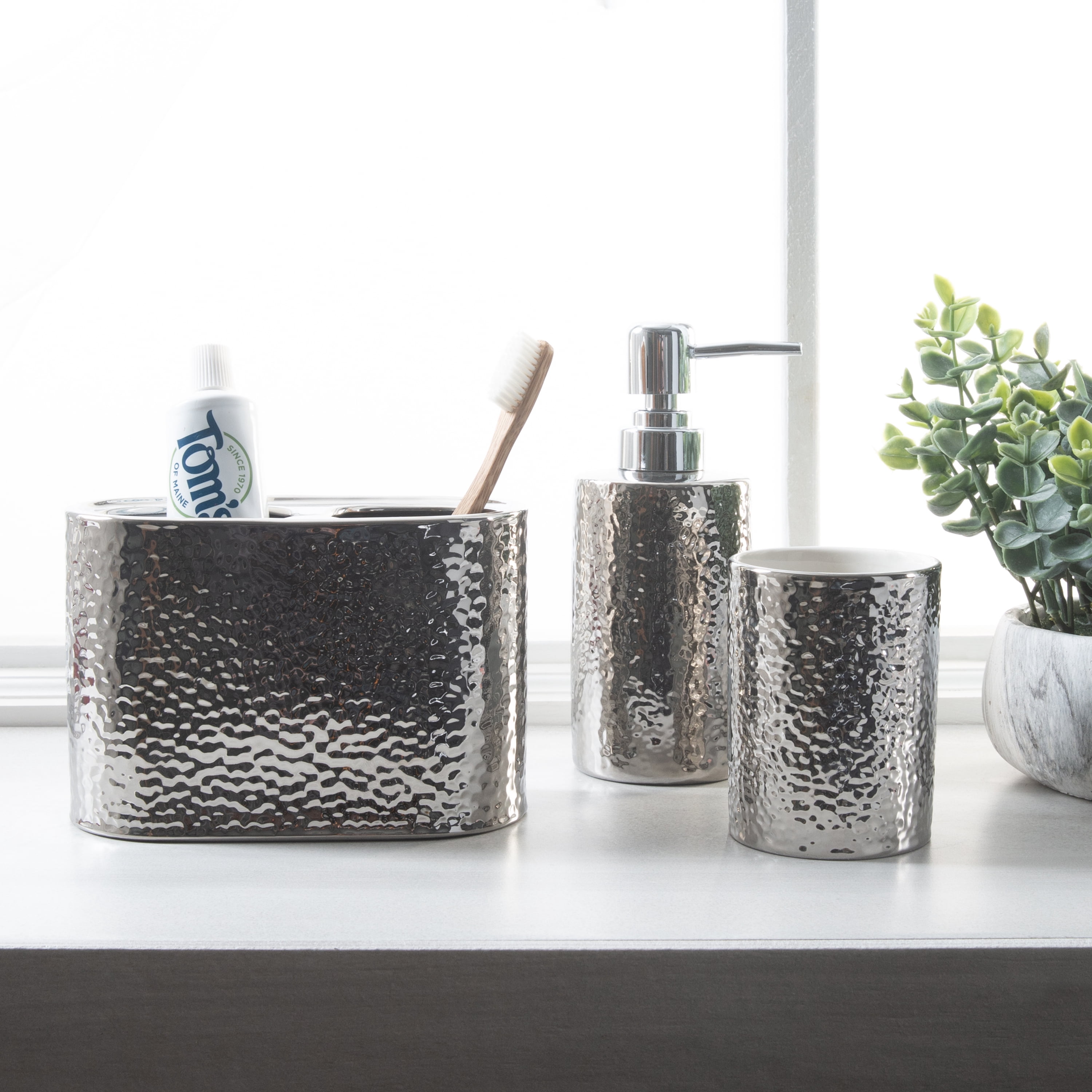 ELLE Paris Hammered Metallic Ceramic Tumbler