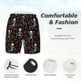 thumbnail image 6 of Picia Skeleton with Roses pattern Mens Swim Trunks with Compression Liner Stretch Beach Shorts Quick Dry with Zipper Pockets No-Chafing Board Shorts-X-Large, 6 of 9