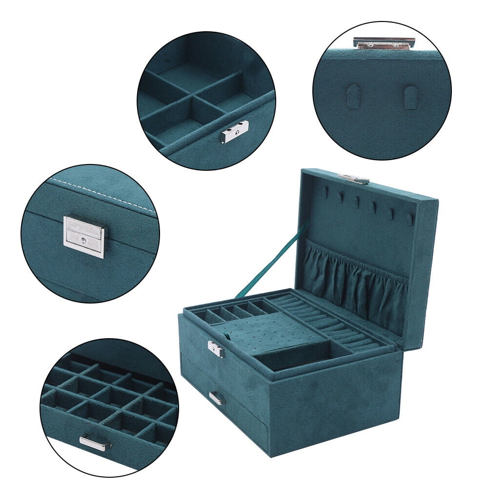 Mkyiongou 3 Layer Jewelry Box Necklaces Rings Earrings Organizer Flannel Storage Case Gift