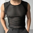 thumbnail image 4 of COSFO Muscle Men Tank Tops Mesh Striped Casual Shirts Cut Out Crew Neck Loose Sleeveless Tank Tops, 4 of 8