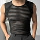 thumbnail image 4 of pstuiky Camiseta sin mangas para hombre, Camiseta holgada e informal de malla a rayas transparentes y sin mangas para hombre Camisas de hombre xxl, 4 of 8