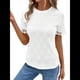 thumbnail image 2 of Blusas Casuales de Cuello Redondo para Mujer, Camisas de Corta con Ojales, Camisetas de Punto con Empalme, Corte Entallado XXL, 2 of 9