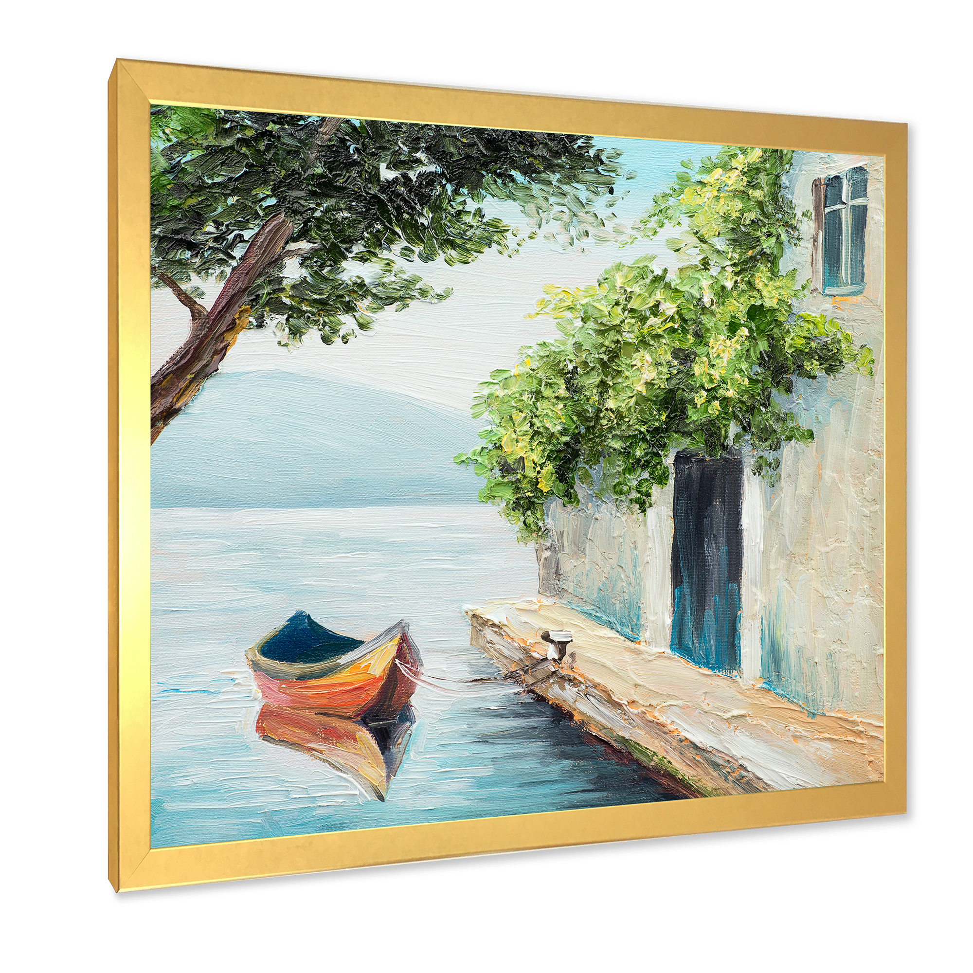 Designart 'A Beautiful Summer Day With Gondola In Venice' Nautical & Coastal Framed Art Print