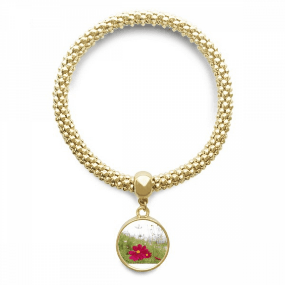 red cosmos art deco fashion en chain bracelet pendant jewelry hand ornament