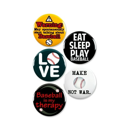 5 Pack - Funny Baseball Obsessed Team Pinback Buttons - 2.25 Inch