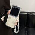 thumbnail image 3 of Case for Samsung Galaxy Z Flip 6 (2024),Cute Beautiful Rhinestone Butterfly Design Phone Protective Cover with Pearl Wrist Chain for Girls Women (with Chain), 3 of 12