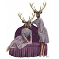 thumbnail image 2 of Fab Funky 26x32 White Modern Wood Framed Museum Art Print Titled - Deer Twins in Purple Dresses, 2 of 4