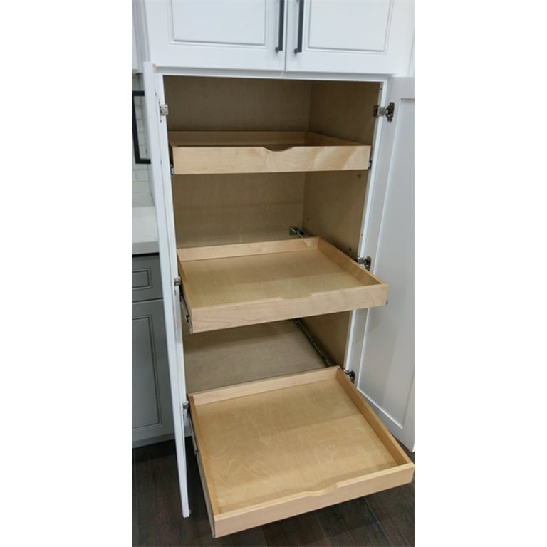  26'' Width Drawer Roll Wood Tray Drawer Box Kitchen Organizer  Cabinet Slide Out Shelve, Pull-Out Shelf, Pantry Organization & Storage w/  Sliders- DIY Project (Fits RTA Face Frame B30 and Pantry30) 