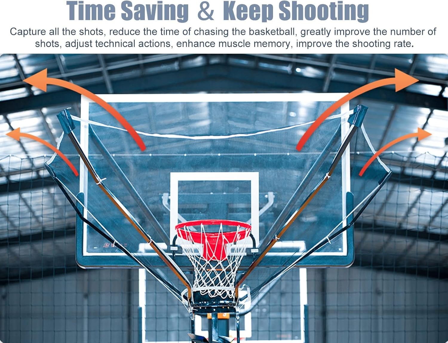 Gamvdout Basketball Hoop Returner Basketball Shot Return Apparatus Basketball Shot Returner Black Portable Basketball Return  Outdoor Indoor Basketball Returns & Guard Net Set  Rotatable Basketball R