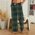 thumbnail image 2 of Evdexr Mens Plaid Pajama Pants Wide Leg Cotton Pajamas Drawstring Twill Halloween Sleepwear Lounge Flannel Plus Size Stretch Fleece Pj Pants with Pockets Green L, 2 of 5