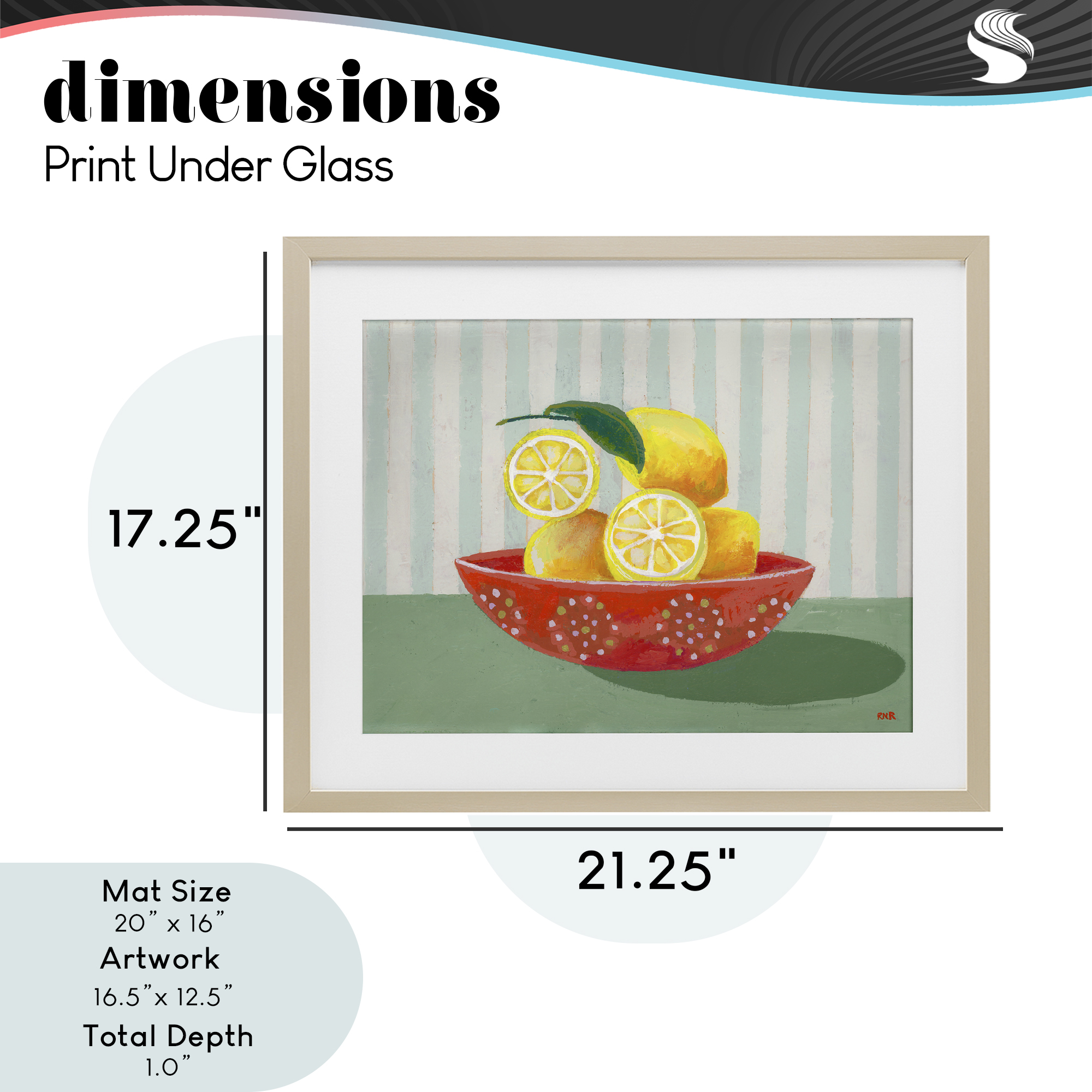 Stupell Industries Sunny Lemons in Red Bowl Birch Framed Print Under Glass, design by Rachael Reese