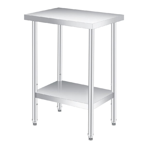 Qinaqin 12 x 24 Inches Stainless Steel Commercial Resistente Prep Mesa con Ajustable Undershelf para Outdoor Use en Restaurants cm de Alturaotels & Anchoorks