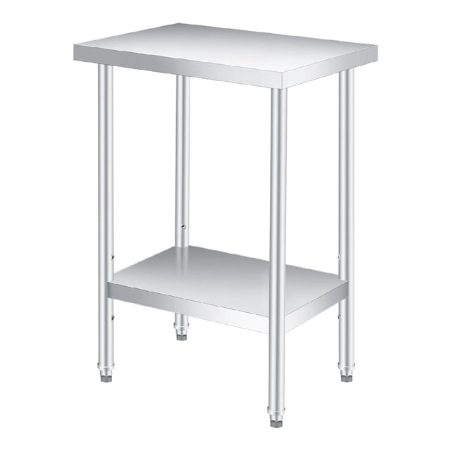 Bingirl Table de Préparation en Acier Inoxydable 12 x 24 Pouces avec Tablette Inférieure Réglable Table Commerciale Robuste avec Tablette Inférieure Réglable pour Usage Extérieur Restaurants Hôtels Fonctionne
