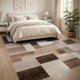 thumbnail image 3 of ODIKA 8'x10' Washable Area Rug Durable, Non-Slip Large Beige Abstract Interlocking Shapes Neutral Blocks Brushstroke for Living Room, Under Sectional, Family, 3 of 7