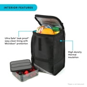 Arctic Zone Hi-Top Power Pack Lunch Pack with Food Container, Black