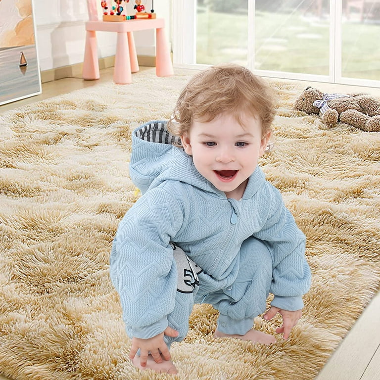 OldPAPA Soft Fuzzy Plush Area Rug, 4x6ft, Anti-Skid, Washable