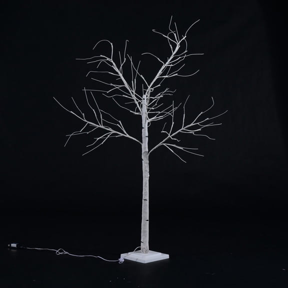 HomCom 4 ft. Prelit 48 LED Indoor Holiday Birch Tree