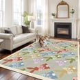 thumbnail image 2 of Easter Area Rugs 8'x10', Small Throw Rugs for Living Room Patio, Watercolor Cartoon Rabbits Cute Bunny Animal Gray Green Indoor Outdoor Rug Non-Slip Low Pile Carpet Runner Reversible Floor Mats, 2 of 8