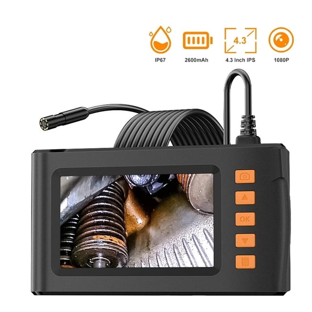 Endoscope Hand-Hold Waterproof Pipe Camera HD1080P Rigid Cable Inspection Car Industrial Borescope ,Easily Maneuver
