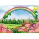 thumbnail image 1 of Fondo de tela con arcoíris y sol, encantador jardín de flores con dibujos de arcoíris, fondo de fotografía primaveral para decoración de fiestas, cumpleaños, baby shower, sesión de fotos, accesorios, 1 of 3