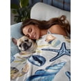 thumbnail image 3 of Ocean Coastal Queen Size Flat Sheet, Wrinkleproof & Fadeproof Cooling Flat Bed Sheet Only, Summer Nautical Starfish Conch Shells Breathable Soft Bedding Top Sheets 90 x 102 Inches, 3 of 8
