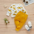 thumbnail image 5 of Odeerbi Toddler Sweatshirt Autumn Winter Baby Boys Girls Dinosaur Pattern Long Sleeved Blouse Plaid Trousers Hoodie Suit Yellow, 5 of 8