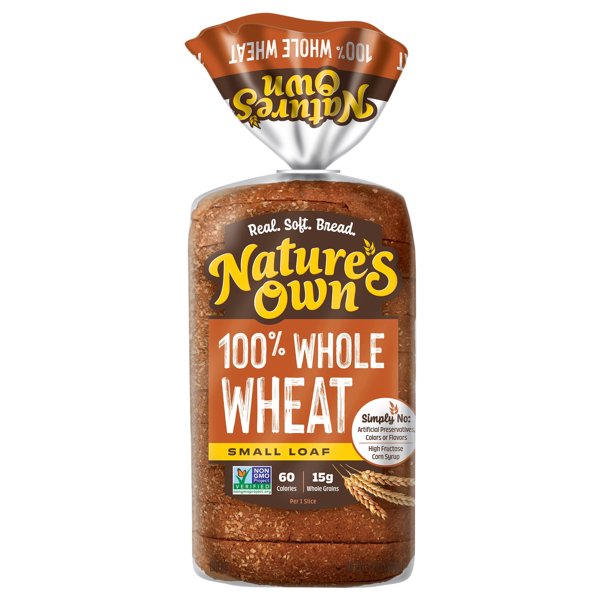 Nature's Own 100% Whole Wheat, Non-GMO Half Loaf Bread, Sandwich Bread, 12 oz Loaf