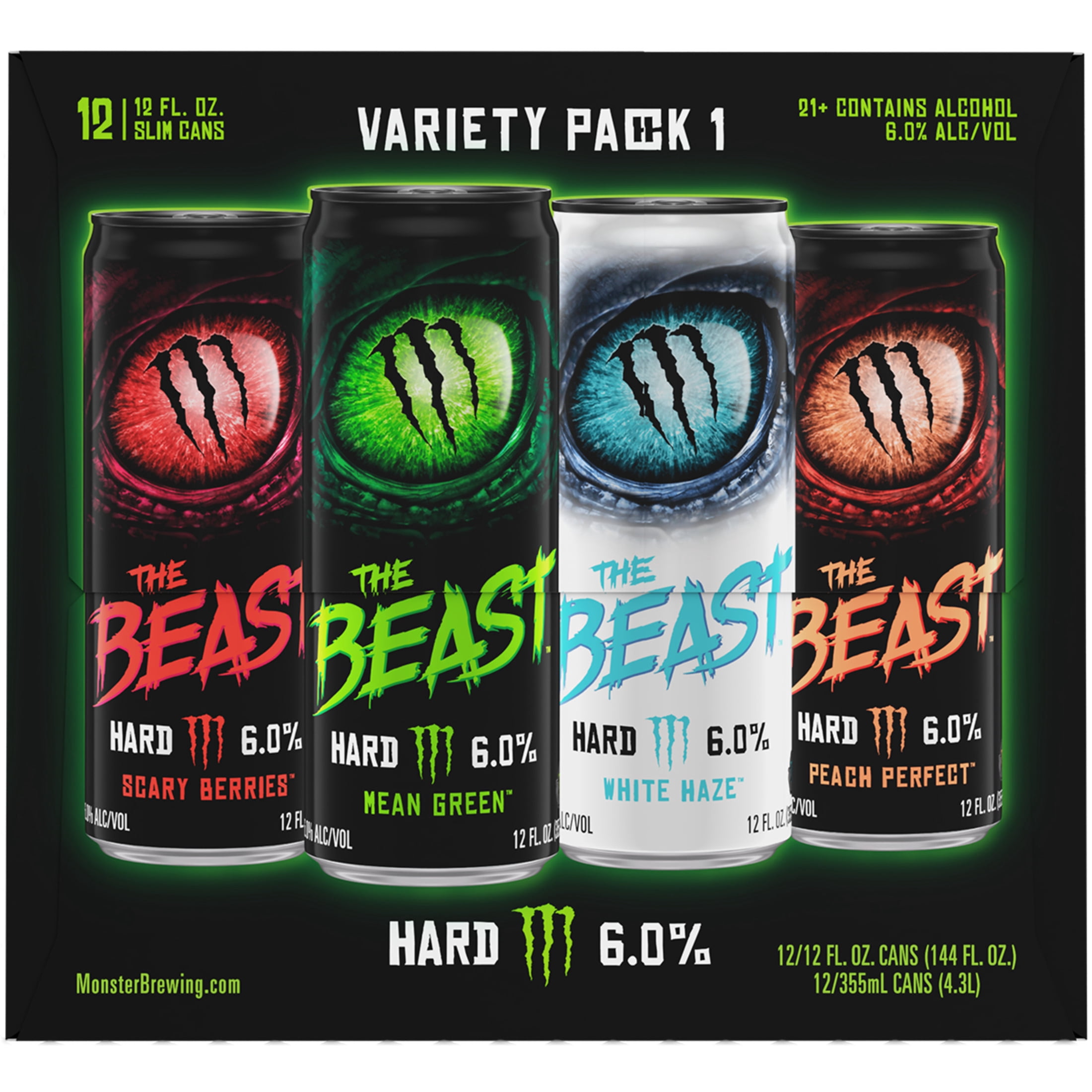 The Beast Variety Pack 1 Flavored Malt Beverage, 12 fl oz 12 Pack Cans, 6% ABV