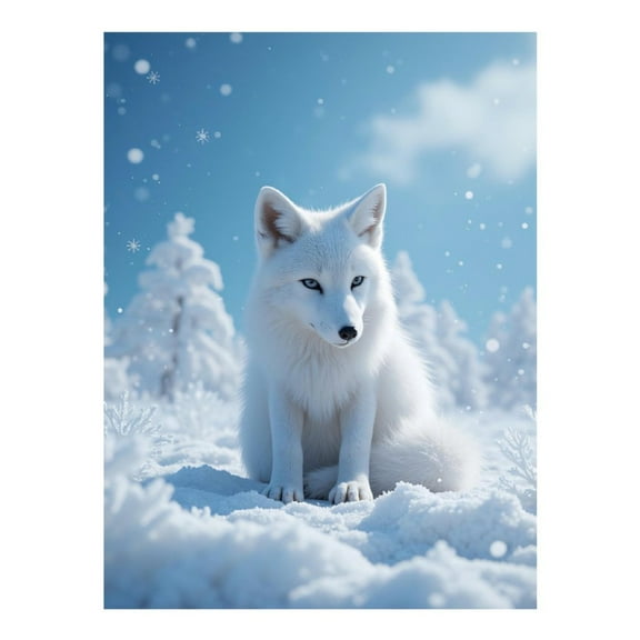 Diamond Art Kit for Adults, Snowy Arctic Fox Winter Wonderland Diamond Painting for Adults Beginners, 5D DIY Diamond Art Painting Kits, Colorful Diamond Painting Craft for Home Decor 12x16