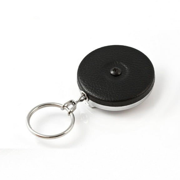 KEY-BAK Original Chain Retractable Keychain with 24" Stainless Steel Chain, Black Front, Steel Belt Clip, 8 oz. Retraction, Split Ring