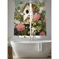 thumbnail image 6 of Vintage Birdhouse Semi Sheer Window Curtains 72 Inches Long, Spring Floral Birds Botanical Rod Pocket Voile Silky Chiffon Curtain Light Filtering Drapes for Living Room, Kitchen, 52"x72", 2 Panels, 6 of 9