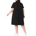 thumbnail image 3 of Agnes Orinda Women's Plus Size Denim Dresses Button Down Lapel Short Sleeve Midi Summer Casual Denim Jean Shirt Dress with Pockets 3X Black, 3 of 6