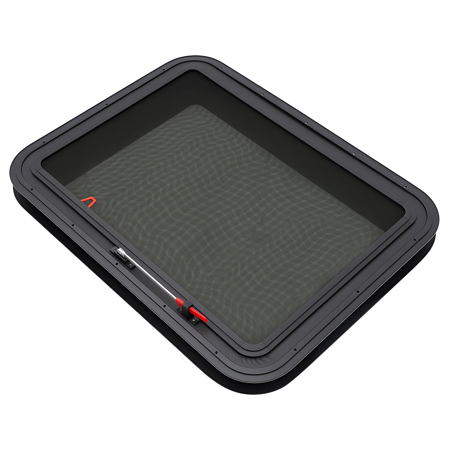 30"x22" RV Exit Window Trailer Emergency Push Out Window Vent Hatch 38-42mm Wall Black Rectangular