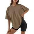 thumbnail image 5 of Gvdentm Women's Plus Size T Shirts Oversized Tees Summer Short Sleeve Crew Neck Loose Tunic Tops(Coffee,M), 5 of 7