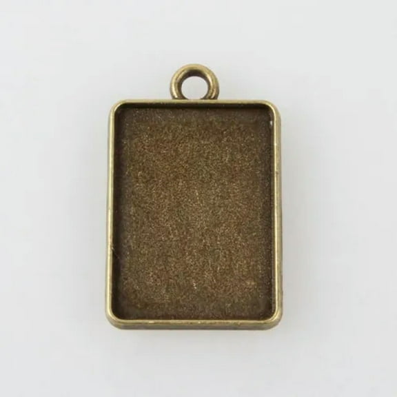 U8MO 10pcs Antique Bronze Alloy Pendant Cabochon Setting Bezel Bases Square Rectangle-18x25mm,B