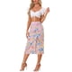 thumbnail image 2 of Faldas hawaianas para mujeres INSPIRE CHIC 2024, falda tropical con fruncido frontal y abertura en la playa de verano, color rosa, 2 of 6