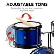 Best Choice Products Kids Beginner 3-Piece Drum, Musical Instrument Set w/ Sticks, Cushioned Stool, Drum Pedal - Blue