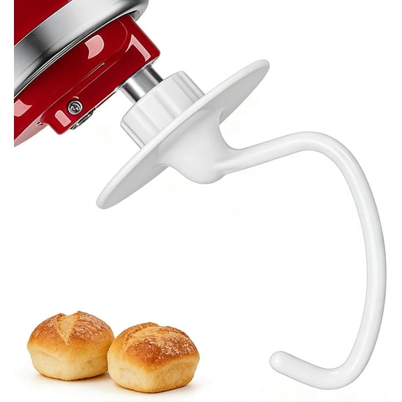 K45DH Dough Hook for KitchenAid 4.5-5 Qt Tilt-Head Stand Mixers, Coated C-Shaped Bread Hook Replacement, Fits K45 K45SS KSM75 KSM90 KSM103 KSM110 KSM150, Kneads Yeast Dough